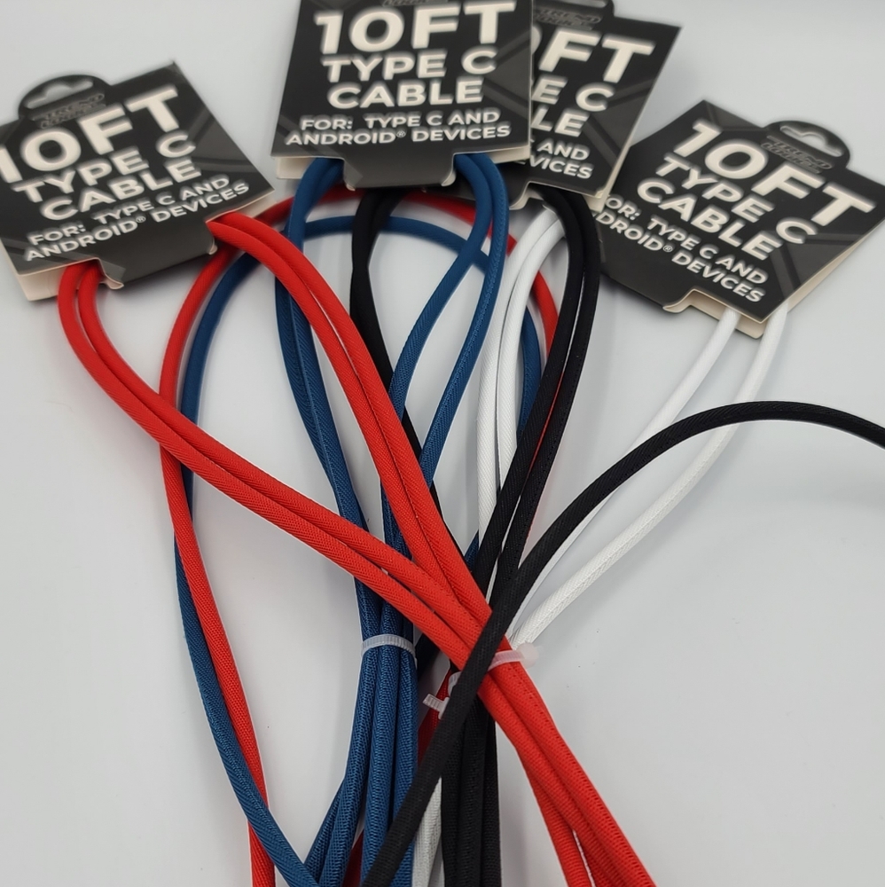 4 Pack 10 Foot Braided Type C Charging Cables